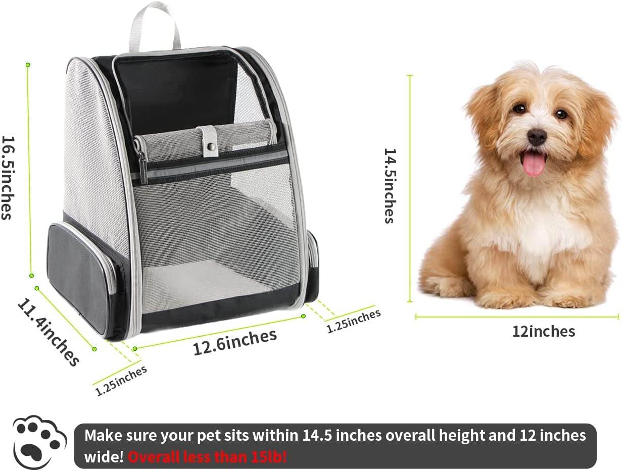Grey bubble pet travel carrier with transparent mesh window and carrying handle