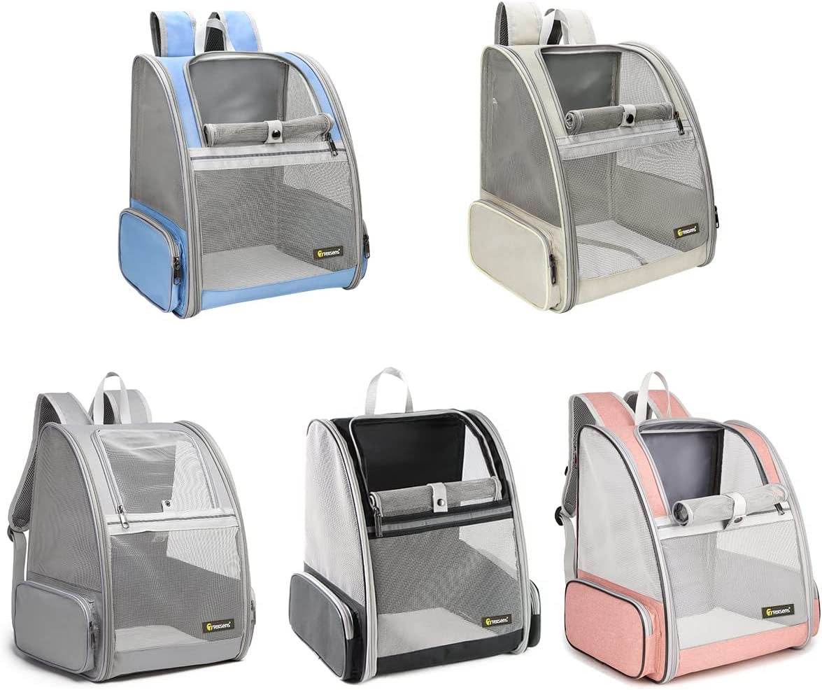 Assorted color bubble pet travel carriers with clear mesh panels and side pockets