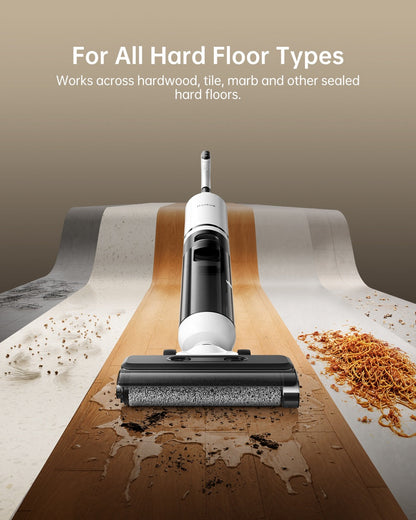 Stick vacuum cleaner with roller brush attachment on hard floors