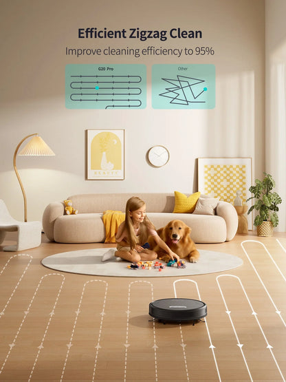 Round robot vacuum-mop cleaning unit on the floor