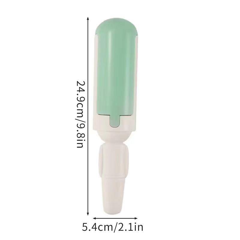 Mint green self-cleaning base for pet hair remover with white handle holder
