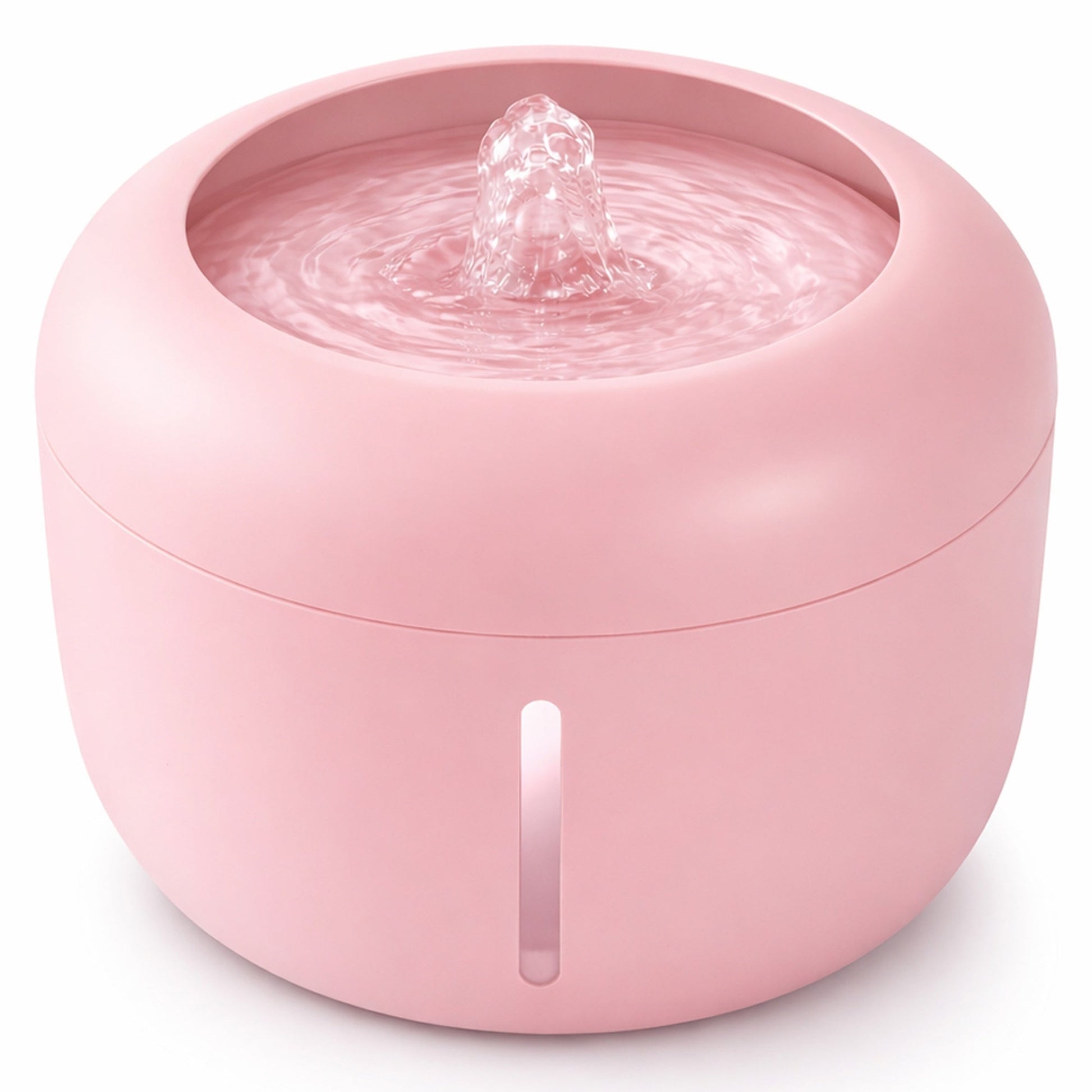 Pink pet water fountain with bubbling top and front water level window