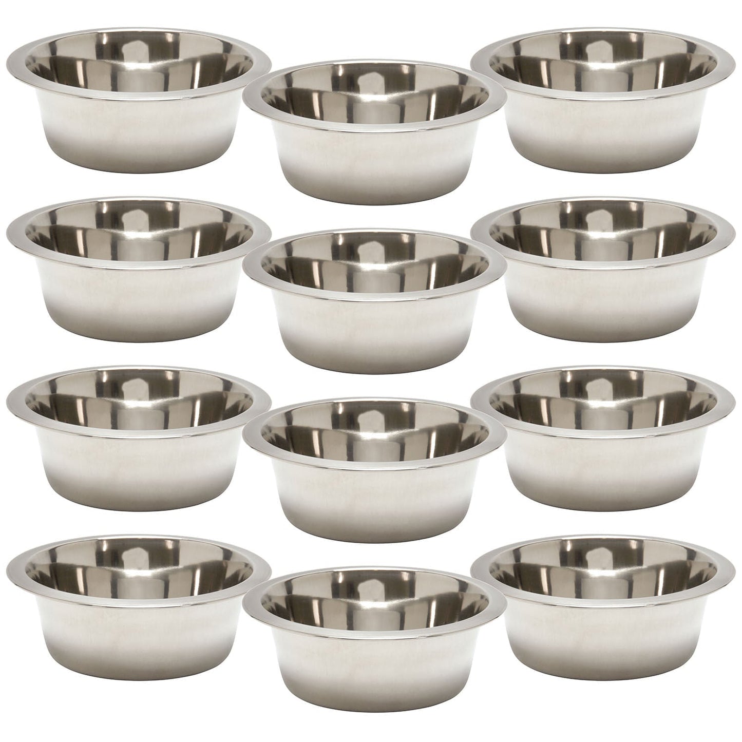 Jeffers stainless steel pet food and water bowl set, 12 pack of round bowls