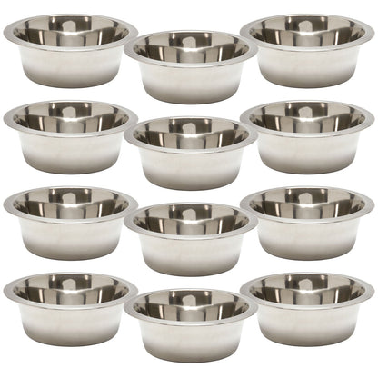 Jeffers stainless steel pet food and water bowl set, 12 pack of round bowls