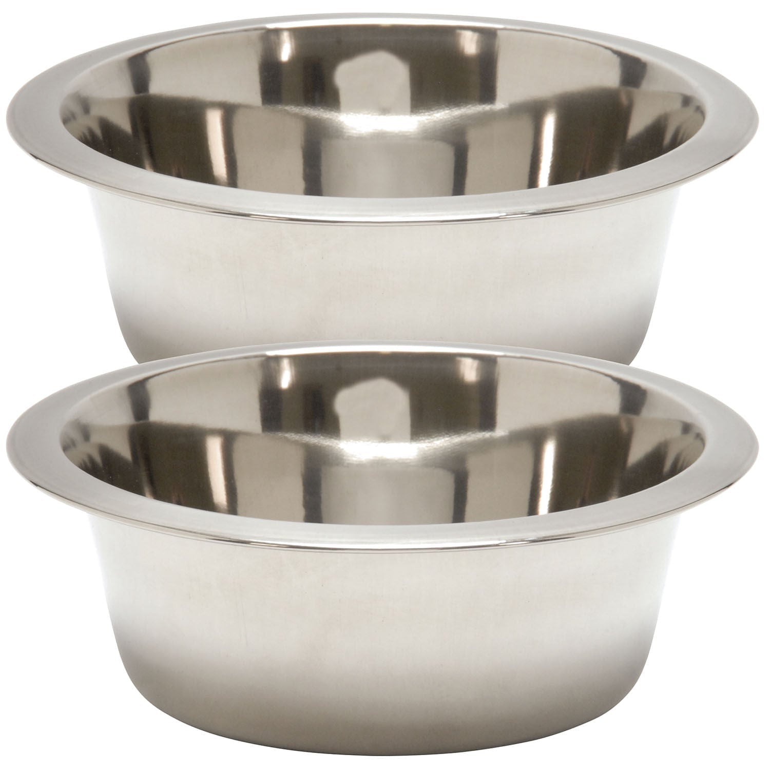 Jeffers stainless steel pet food and water bowls, 2 pack with polished interiors