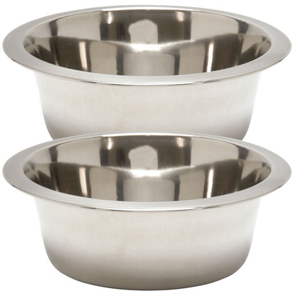 Jeffers stainless steel pet food and water bowls, 2 pack with polished interiors