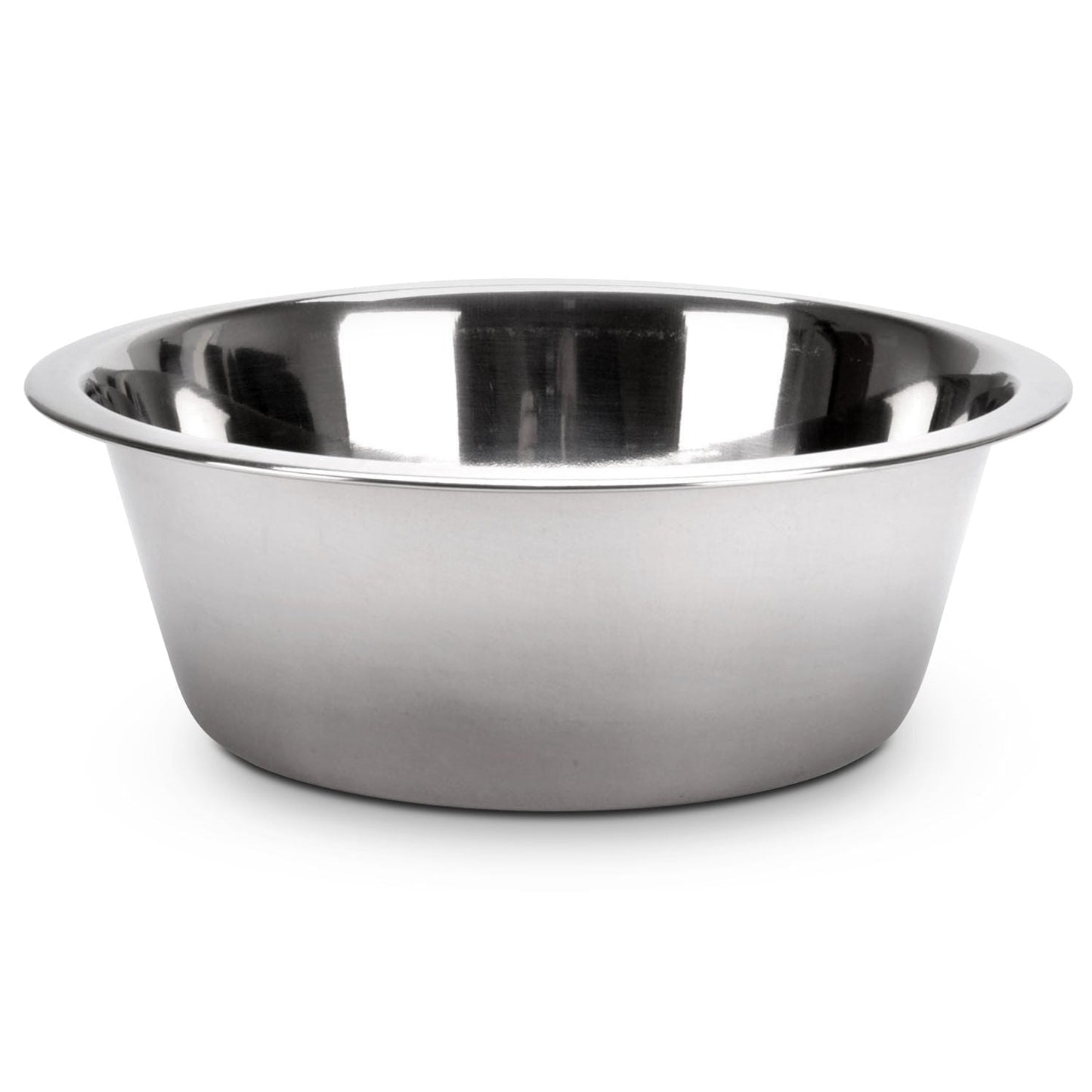 Stainless steel pet food and water bowl with smooth sides, top view