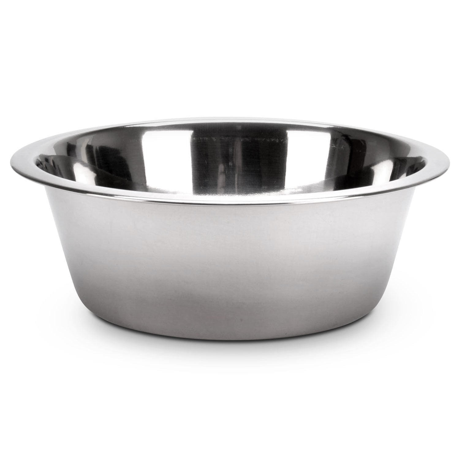 Stainless steel pet food and water bowl with smooth sides, top view