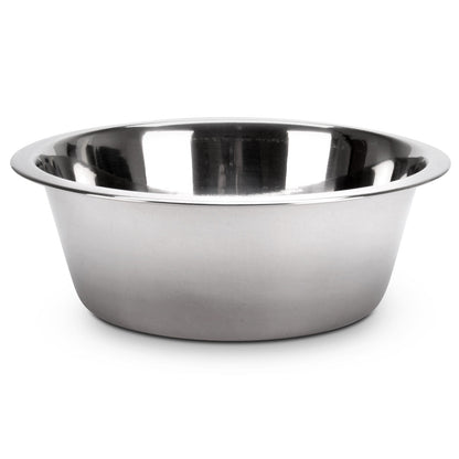 Stainless steel pet food and water bowl with smooth sides, top view