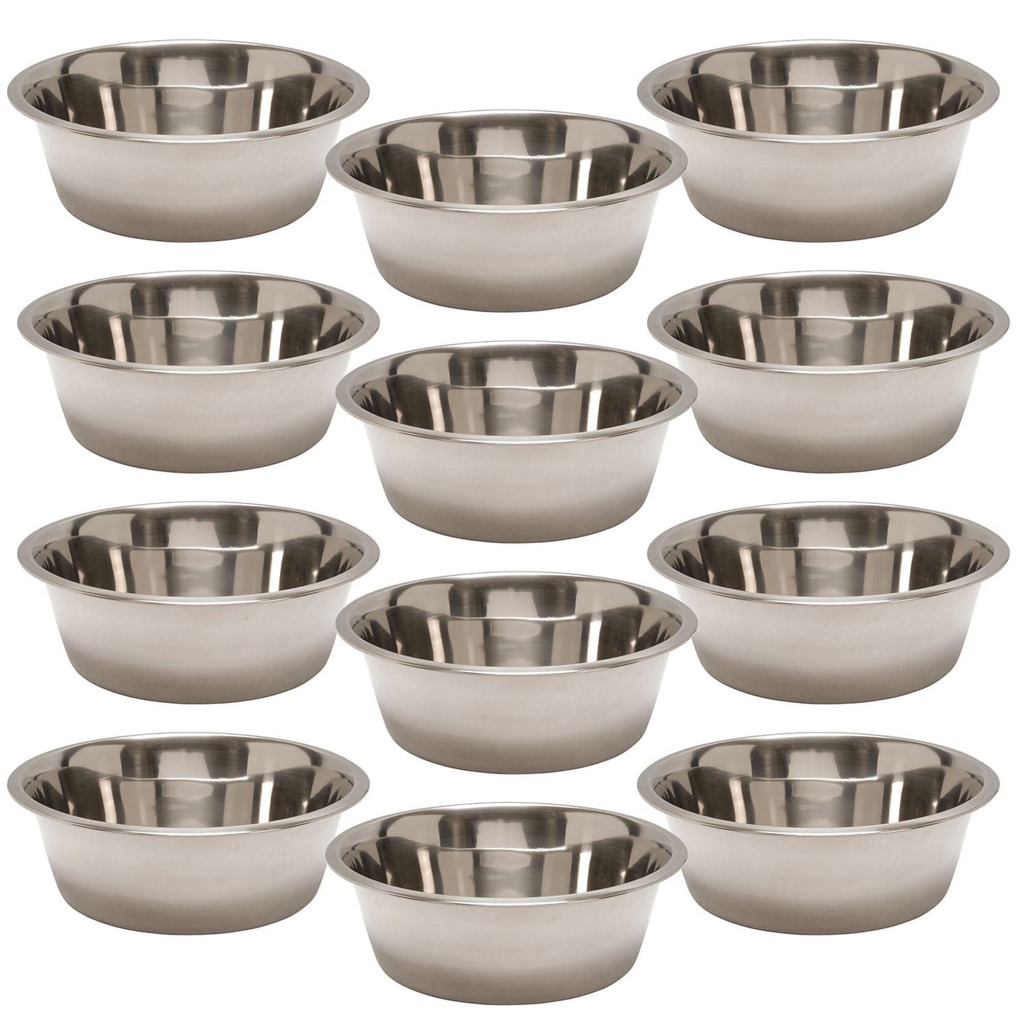 Jeffers stainless steel pet food and water bowl set, 12 pack of round bowls