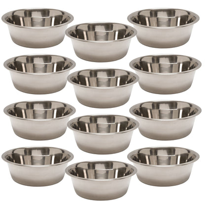 Jeffers stainless steel pet food and water bowl set, 12 pack of round bowls