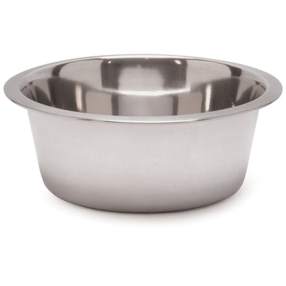 Jeffers stainless steel pet food and water bowl, round with polished interior