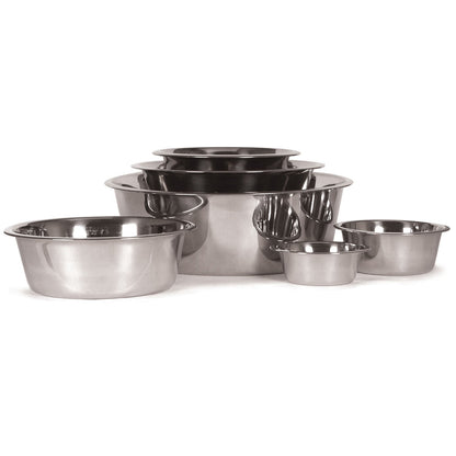 Jeffers stainless steel pet food and water bowl set, multiple sizes shown