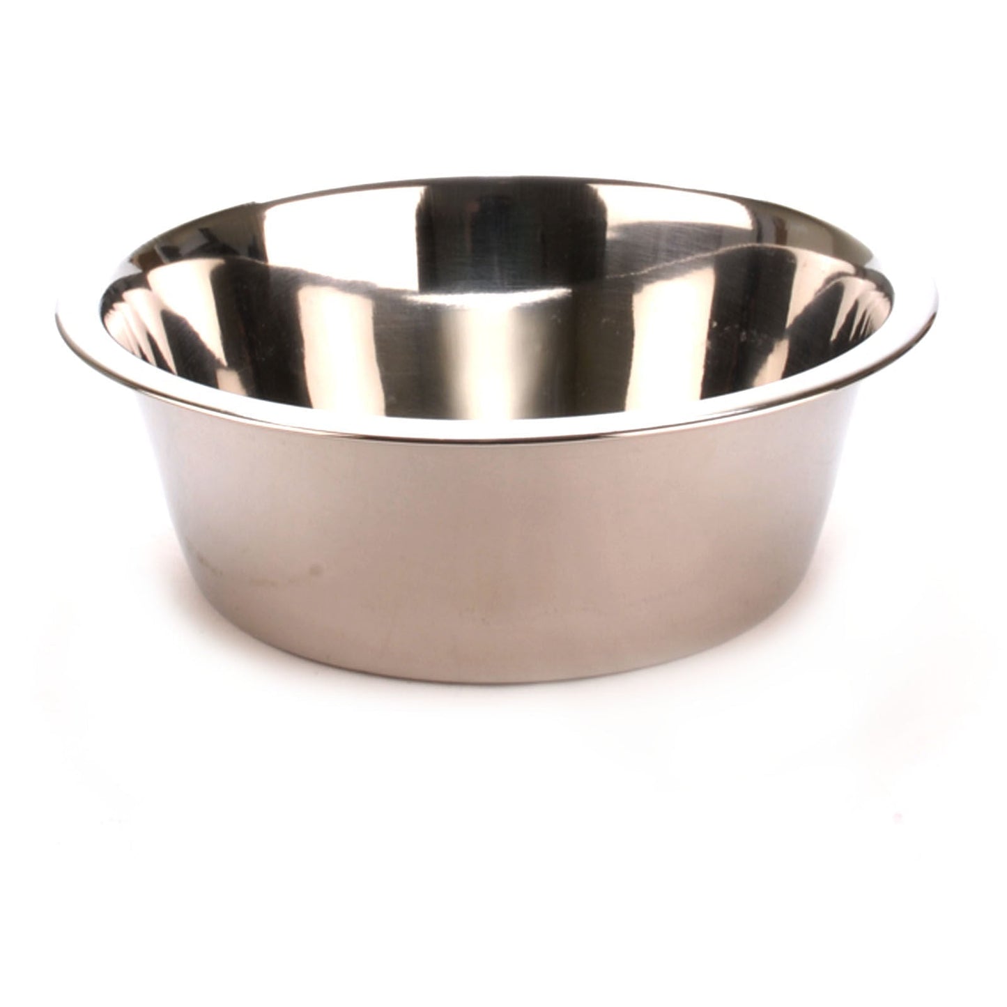 Jeffers stainless steel pet food and water bowl, top view with shiny interior