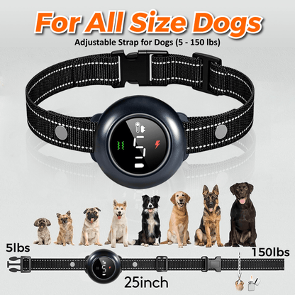 Adjustable dog bark control collar with remote and receiver for small to large dogs