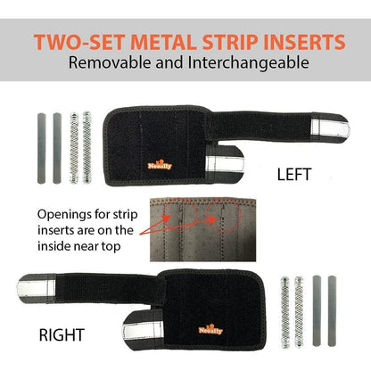 Left and right dog splint braces with removable metal strip inserts