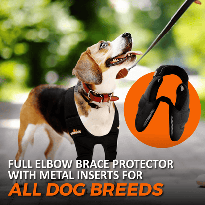 NeoAlly black full elbow brace protector with metal inserts for dogs