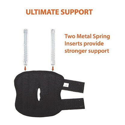 Black hock brace featuring two metal spring inserts for stronger rear leg support
