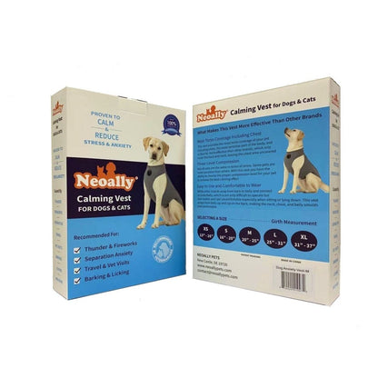 NeoAlly calming recovery vest product box packaging for dogs and cats